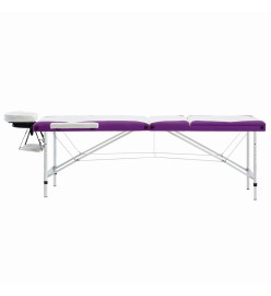 Table de massage pliable 3 zones Aluminium Blanc et violet