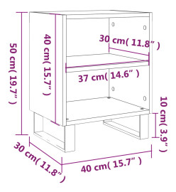 Tables de chevet 2 pcs noir 40x30x50 cm bois d'ingénierie