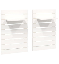 Étagères de chevet murales 2 pcs Blanc Bois de pin massif