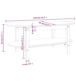 Table basse Marron miel 110x55x45 cm Bois massif de pin