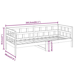Lit de jour blanc bois de pin massif 90x200 cm