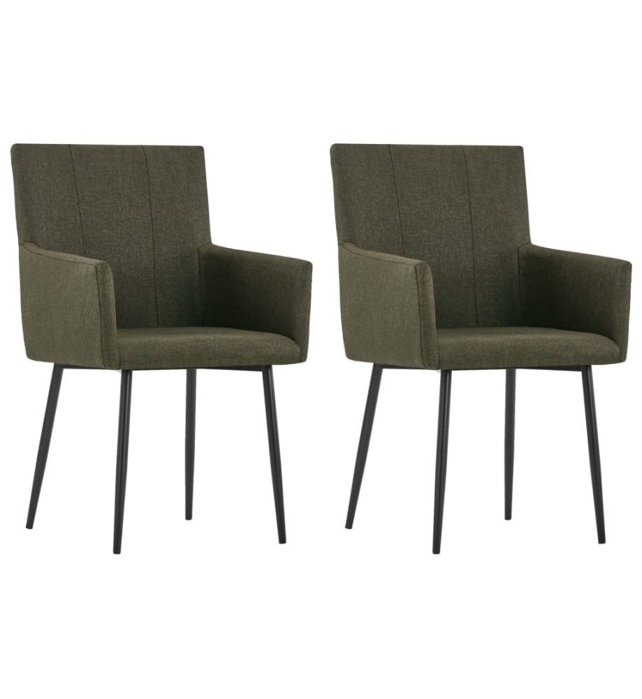 Chaises à manger avec accoudoirs lot de 2 marron tissu