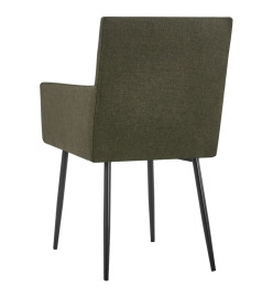 Chaises à manger avec accoudoirs lot de 2 marron tissu