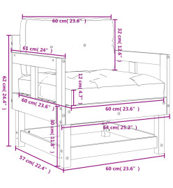 Chaises de jardin avec coussins lot de 2 bois de pin massif