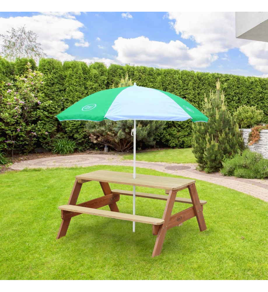 Axi House Table Picnic Nick Brun avec Parasol Vert Blanc