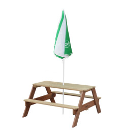 Axi House Table Picnic Nick Brun avec Parasol Vert Blanc