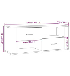 Meuble TV Chêne fumé 100x35x40 cm Bois d'ingénierie