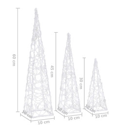 Jeu de cônes lumineux à LED Acrylique Multicolore 30/45/60 cm