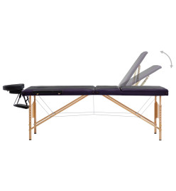 Table de massage pliable 3 zones Bois Noir et violet