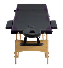 Table de massage pliable 3 zones Bois Noir et violet