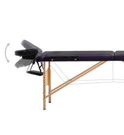 Table de massage pliable 3 zones Bois Noir et violet