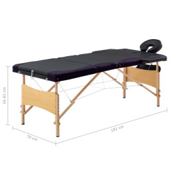 Table de massage pliable 3 zones Bois Noir et violet