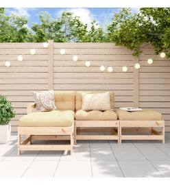 Salon de jardin 4 pcs avec coussins bois massif