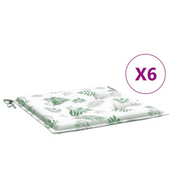 Coussins de chaise lot de 6 motif de feuilles 50x50x3 cm tissu