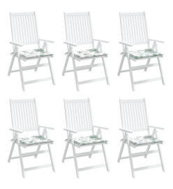 Coussins de chaise lot de 6 motif de feuilles 50x50x3 cm tissu