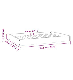 Lit pour chien Gris 91,5x64x9 cm Bois de pin solide