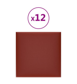 Panneaux muraux 12pcs Rouge bordeaux 30x30cm Similicuir 1,08 m²