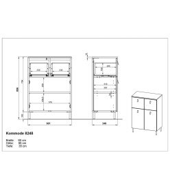 Germania Commode GW-Tulsa 60x35x86 cm Blanc