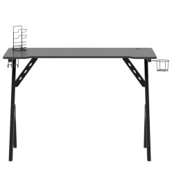 Bureau de jeu avec pieds en forme de Y Noir 110x60x75 cm