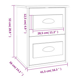 Table de chevet murale chêne fumé 41,5x36x53 cm