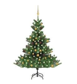 Sapin de Noël artificiel Nordmann avec LED et boules Vert 150cm