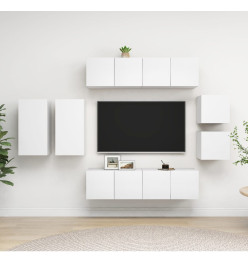 Ensemble de meuble TV 8 pcs Blanc Aggloméré