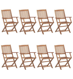 Chaises pliables de jardin 8 pcs avec coussins Bois d'acacia