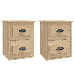 Tables de chevet murales 2 pcs chêne sonoma 41,5x36x53 cm