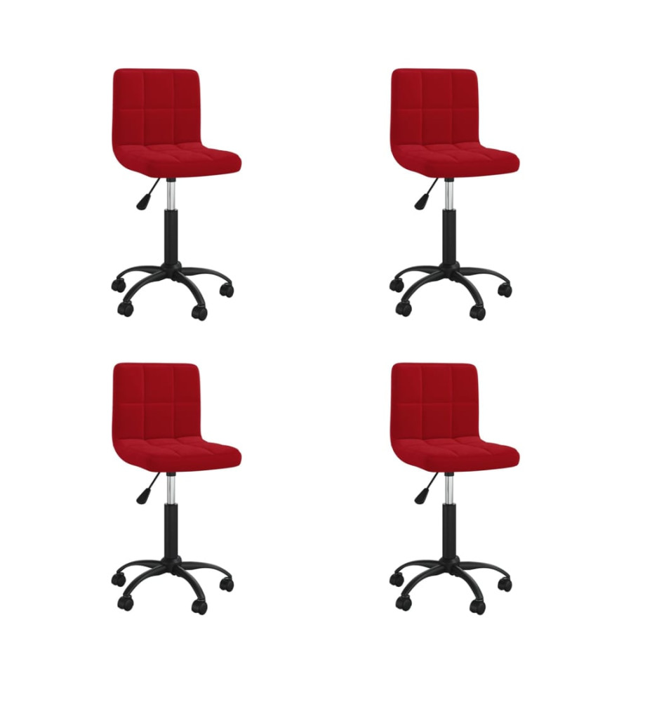 Chaises pivotantes à manger lot de 4 rouge bordeaux velours