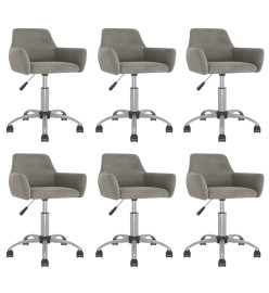 Chaises pivotantes à manger lot de 6 Gris clair Velours