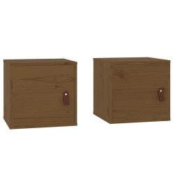 Armoires murales 2pcs Marron miel 31,5x30x30 cm Bois pin massif