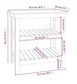 Banc de travail Marron miel 78,5x50x80 cm Bois de pin massif