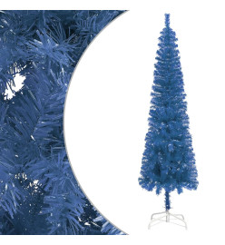 Arbre de Noël mince avec LED et boules Bleu 180 cm