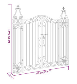 Portail de jardin noir 121x8x120 cm fer forgé