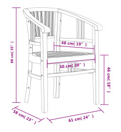 Ensemble à dîner de jardin 5 pcs Bois de teck massif