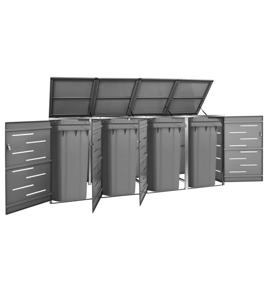 Abri pour quatre poubelles 276,5x77,5x115,5 cm Inox