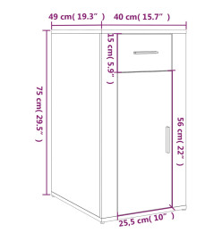 Armoire de bureau Chêne marron 40x49x75 cm Bois d'ingénierie