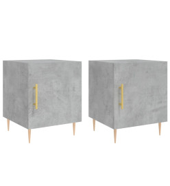 Tables de chevet 2 pcs gris béton 40x40x50 cm bois d’ingénierie