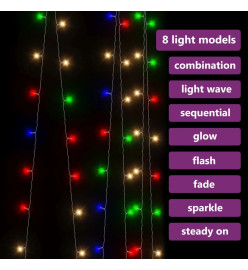 Rideaux lumineux à LED 3x3 m 300 LED Multicolore 8 fonctions