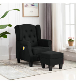 Fauteuil de massage avec repose-pied Noir Tissu