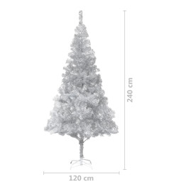 Sapin de Noël artificiel avec support argenté 240 cm PET