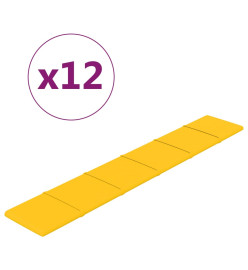 Panneaux muraux 12 pcs Jaune 90x15 cm Velours 1,62 m²