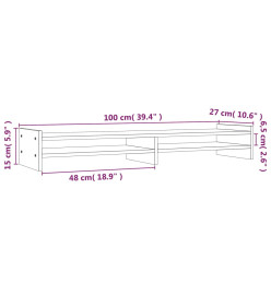 Support pour moniteur 100x27x15 cm Bois de pin solide