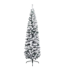 Sapin de Noël artificiel mince flocon de neige vert 180 cm PVC