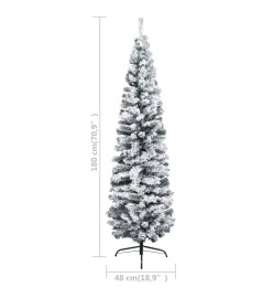 Sapin de Noël artificiel mince flocon de neige vert 180 cm PVC