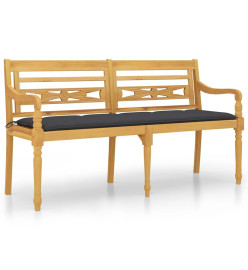 Banc Batavia avec coussin anthracite 150 cm Bois de teck massif