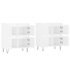 Buffets 2 pcs blanc brillant bois d'ingénierie