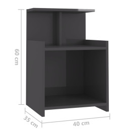 Table de chevet Gris brillant 40x35x60 cm Aggloméré