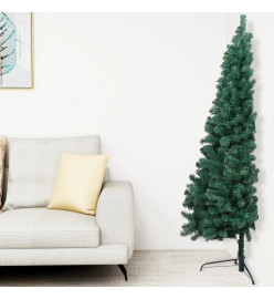 Sapin de Noël artificiel moitié avec support vert 240 cm PVC