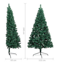 Sapin de Noël artificiel moitié avec support vert 240 cm PVC